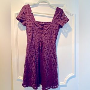 Aeropostale purple lined lace mini-dress